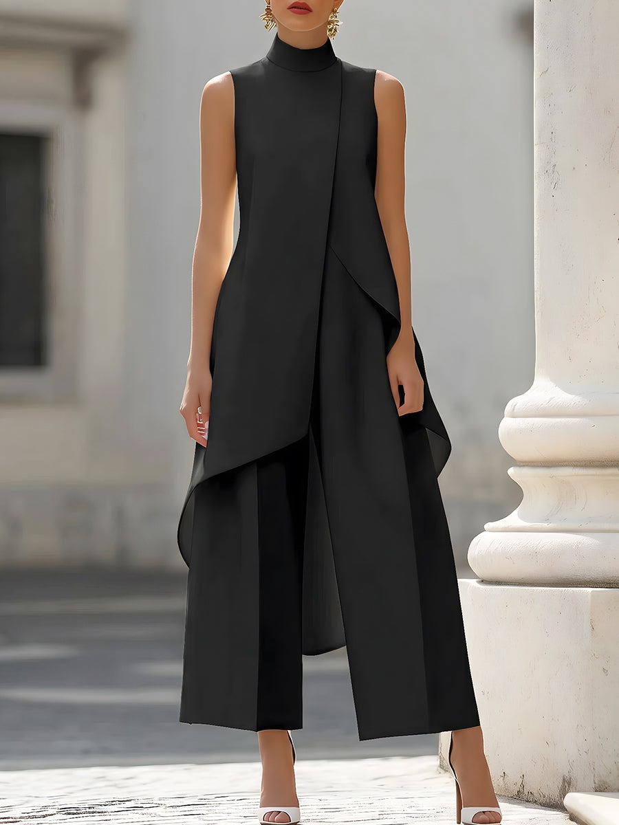 Top asimétrico moderno del conjunto de mujer dos piezas. Ideal para fiesta, cena, moda femenina.