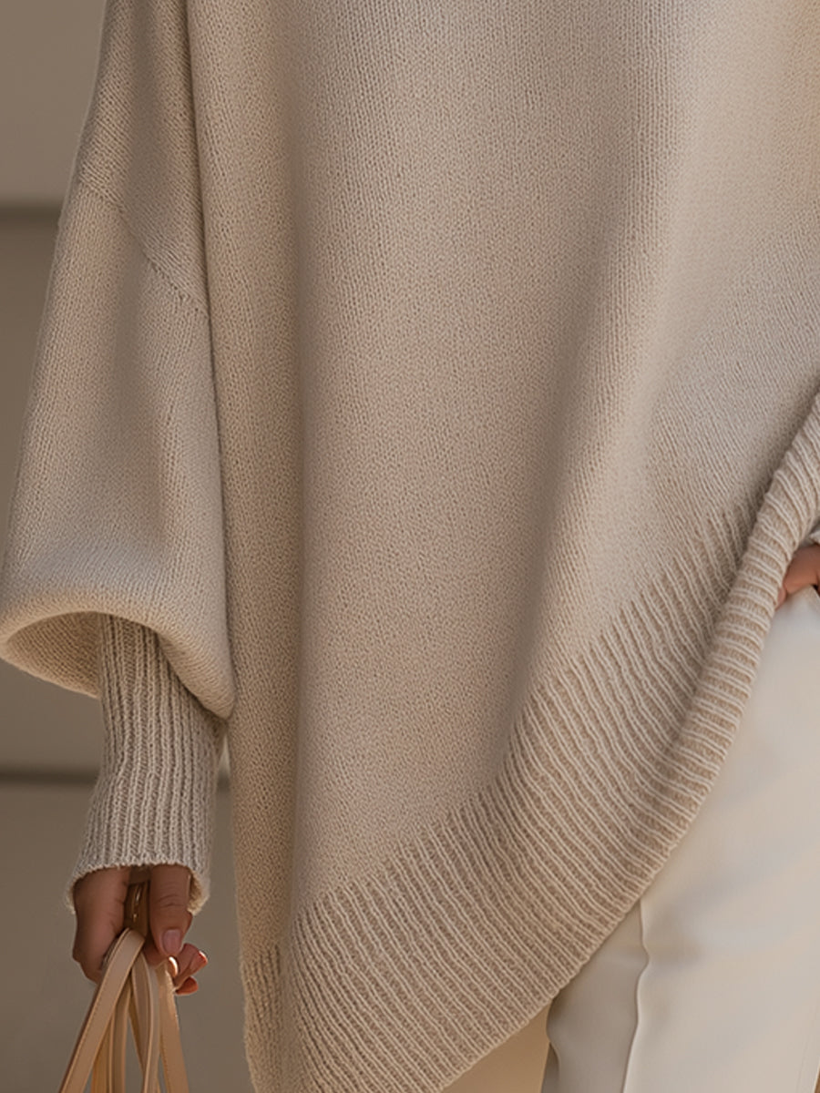 Poncho jersey de moda para mujer, diseño oversize que ofrece comodidad y un estilo casual versátil.