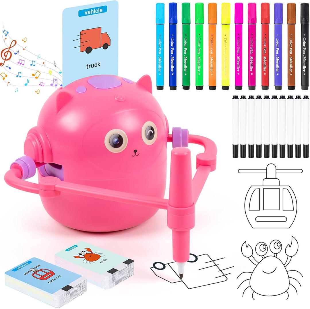 Robot educativo guía a niños en el arte. Ideal para el desarrollo infantil, dibujo guiado y aprendizaje interactivo.