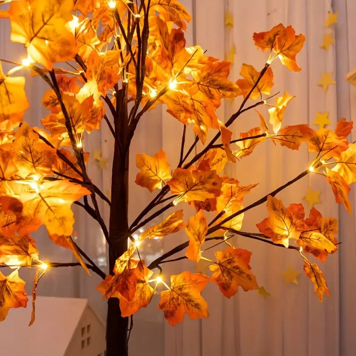 Árbol decorativo LED de otoño, ideal para jardín o terraza, estilo natural y brillante.
