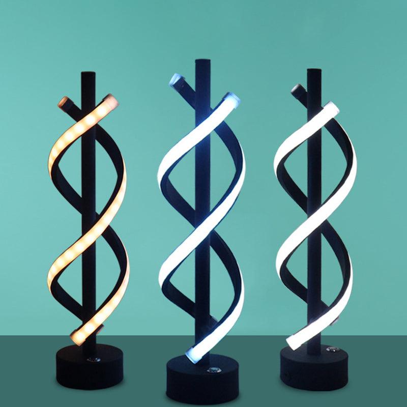 Lámpara LED de mesa espiral nórdica moderna. Perfecta para decoración y ambiente en sala de estar.