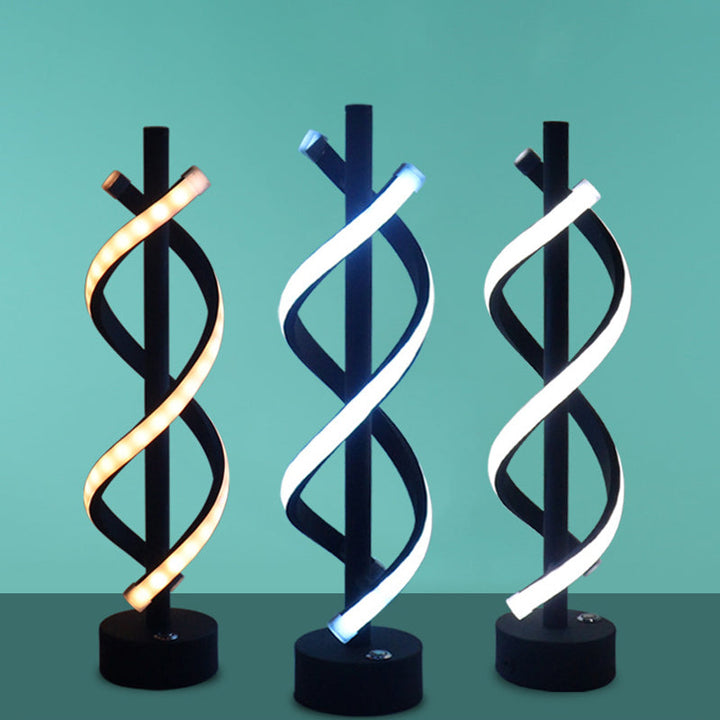 Lámpara LED de mesa espiral nórdica moderna. Perfecta para decoración y ambiente en sala de estar.