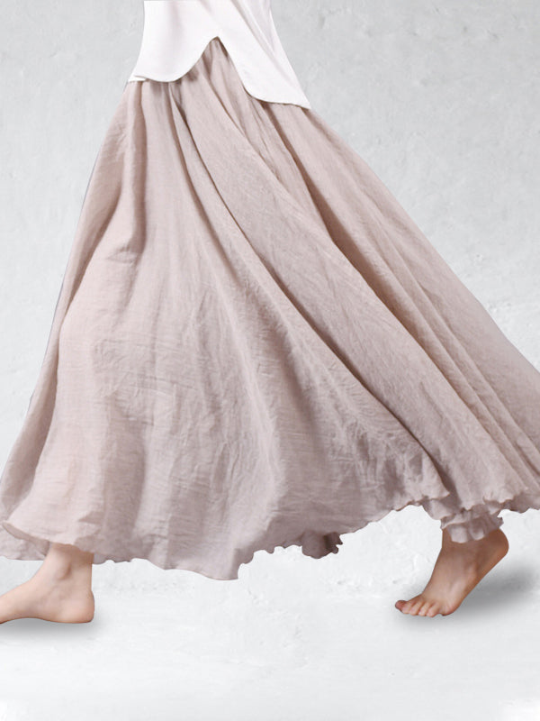 Falda larga fluida mujer, estilo elegante para verano. Cómoda con cintura elástica, ropa casual.