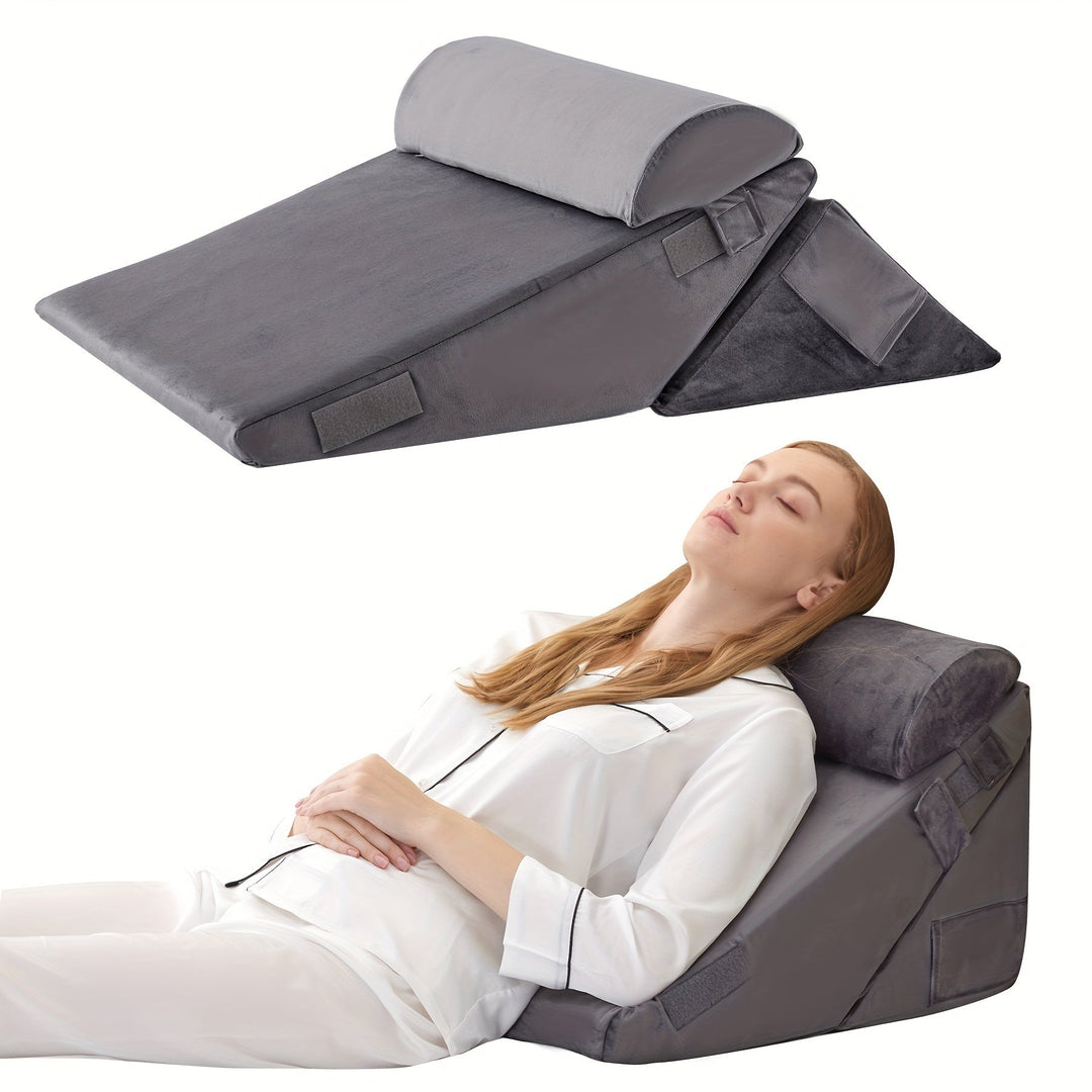 Cuña ergonómica de descanso con viscoelástica. Perfecta para el alivio de espalda y confort en el hogar.