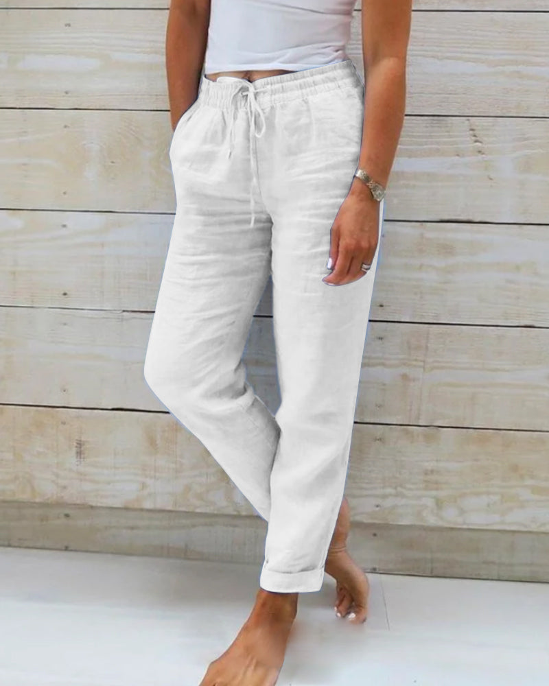 Pantalón holgado de mujer, tejido ligero y fresco, comodidad casual ideal para el calor de verano.