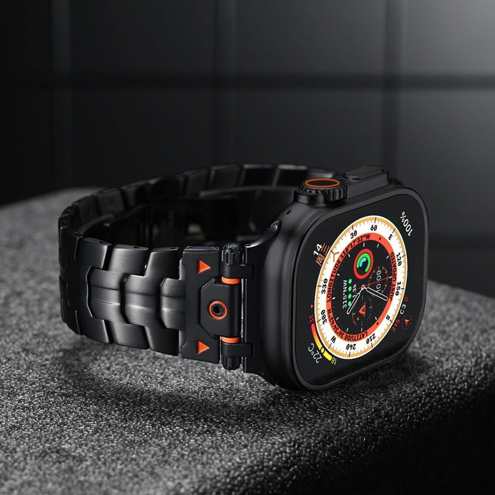 Elegante correa de metal para smartwatch, perfecta para hombres y mujeres. Resistente y cómoda.