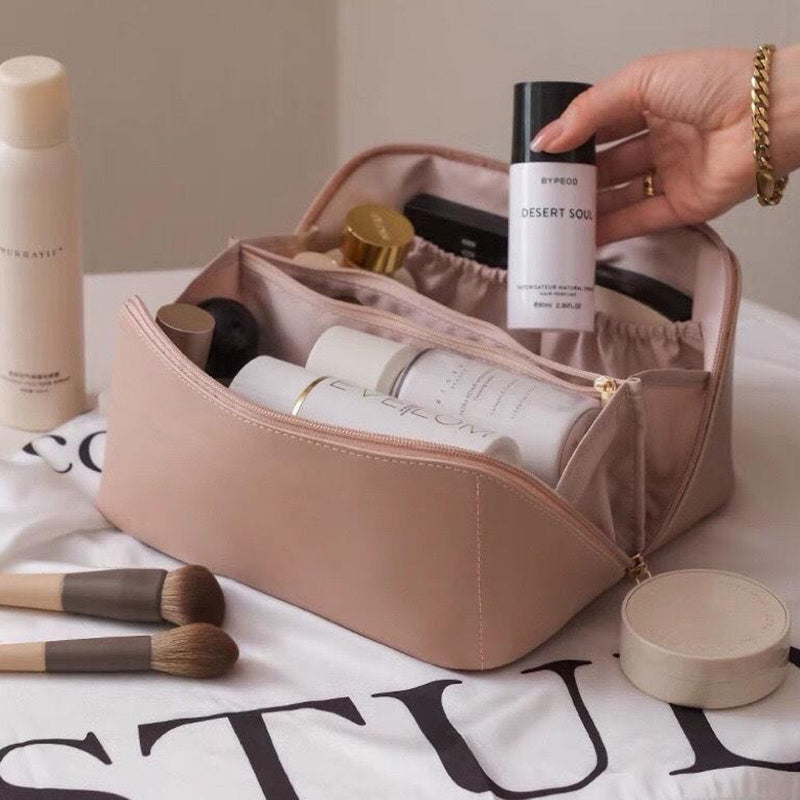 Bolso de cosméticos grande de PU. Organizador de maquillaje de viaje para mujer, ideal para regalo.