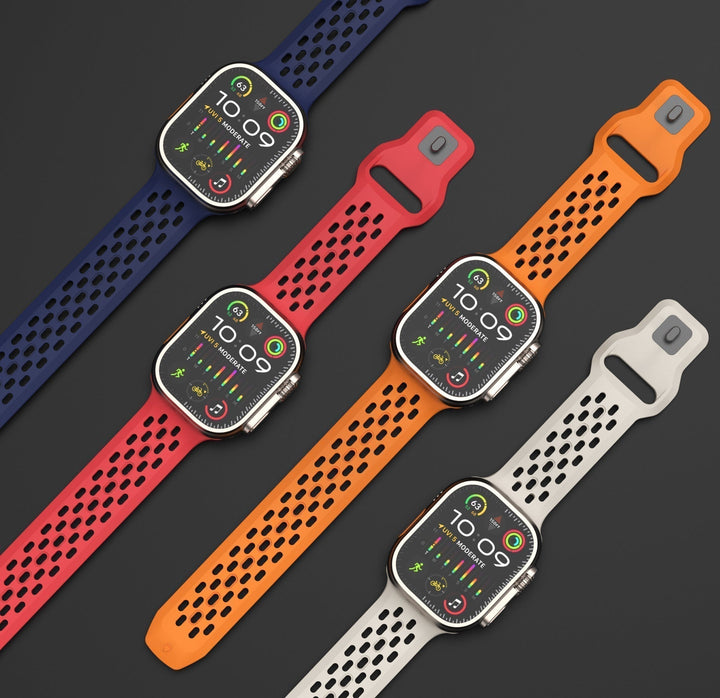 Correa de caucho FKM resistente para smartwatch. Ideal para deporte, ofrece gran comodidad unisex.