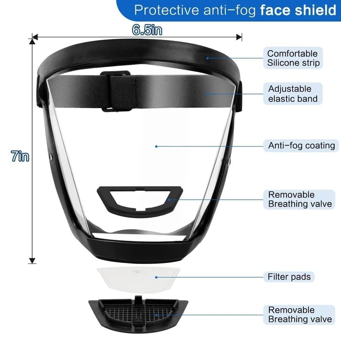 Visor facial protector antivaho, ideal para trabajos que requieren máxima visibilidad.