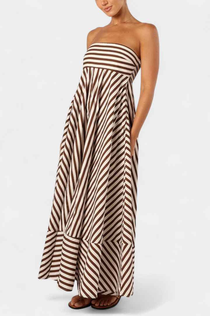 Vestido maxi rosa de mujer, convertible y elegante. Ideal para playa, vacaciones de verano o eventos.