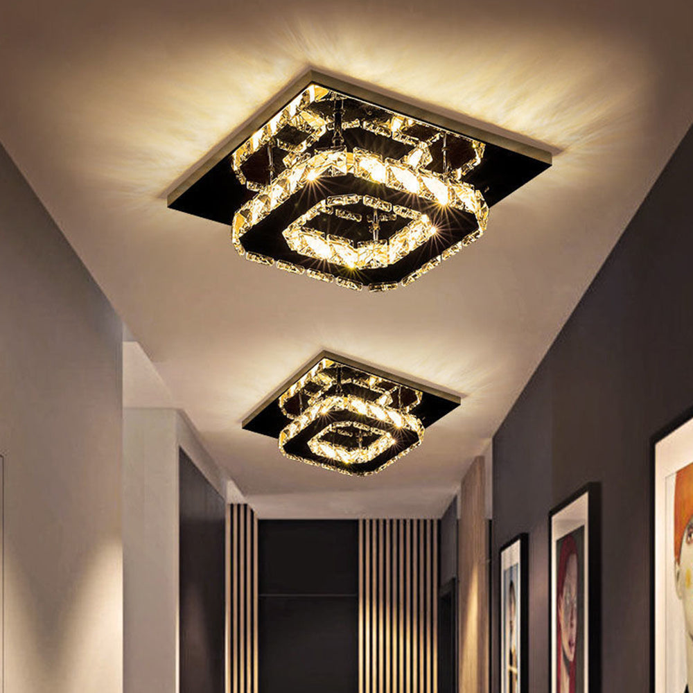 Iluminación inteligente y moderna: lámpara de techo LED de cristal para un ambiente acogedor y brillante.