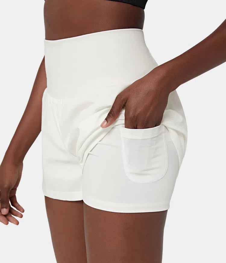 Short de mujer, cintura alta, bolsillos, ideal para el gym y entrenamiento diario.