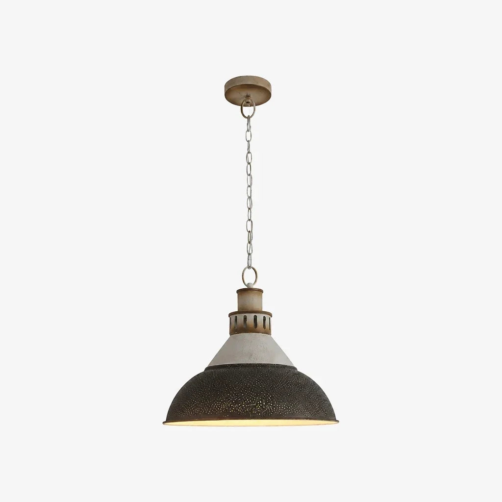 Impactante lámpara colgante industrial domo de hierro con cadena. Para iluminación moderna de loft y comedor.