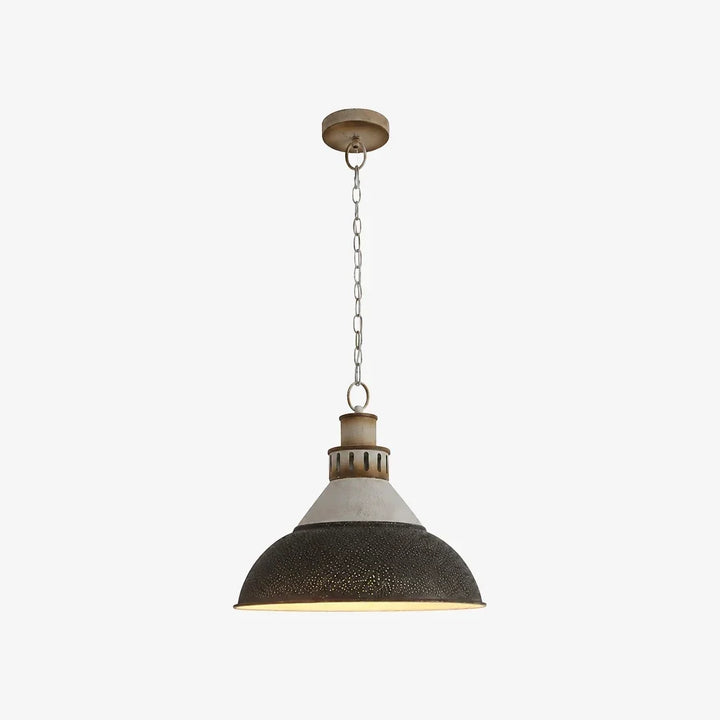 Impactante lámpara colgante industrial domo de hierro con cadena. Para iluminación moderna de loft y comedor.