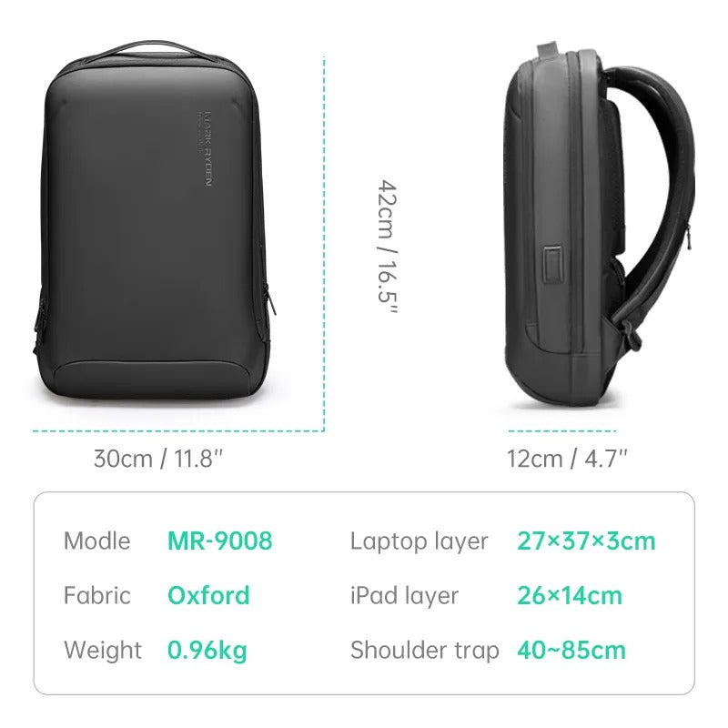 Mochila slim urbana para portátil de 39.6 cm, versátil para uso diario o viaje de negocios. Ligera y compacta.