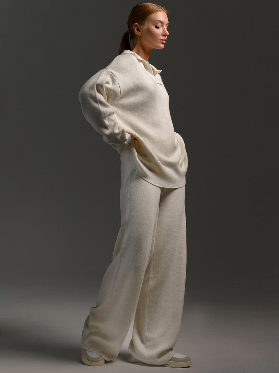 Conjunto de punto para mujer estilo casual elegante. Jersey y pantalón cómodos para el look diario.