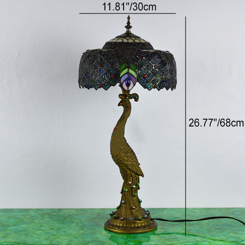 Iluminación decorativa Tiffany: Lámpara de mesa con vidrio mosaico multicolor, realza tu decoración.