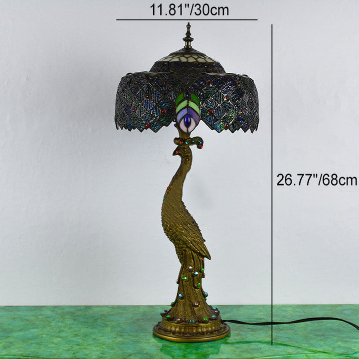 Iluminación decorativa Tiffany: Lámpara de mesa con vidrio mosaico multicolor, realza tu decoración.