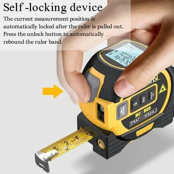 Medidor láser 3 en 1 para mediciones rápidas. Herramienta digital de precisión para construcción.