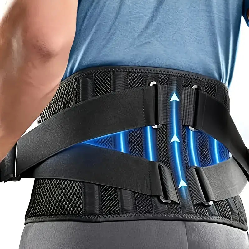 Faja lumbar para deporte. Soporte de espalda ajustable y transpirable para proteger la columna y aliviar dolor.