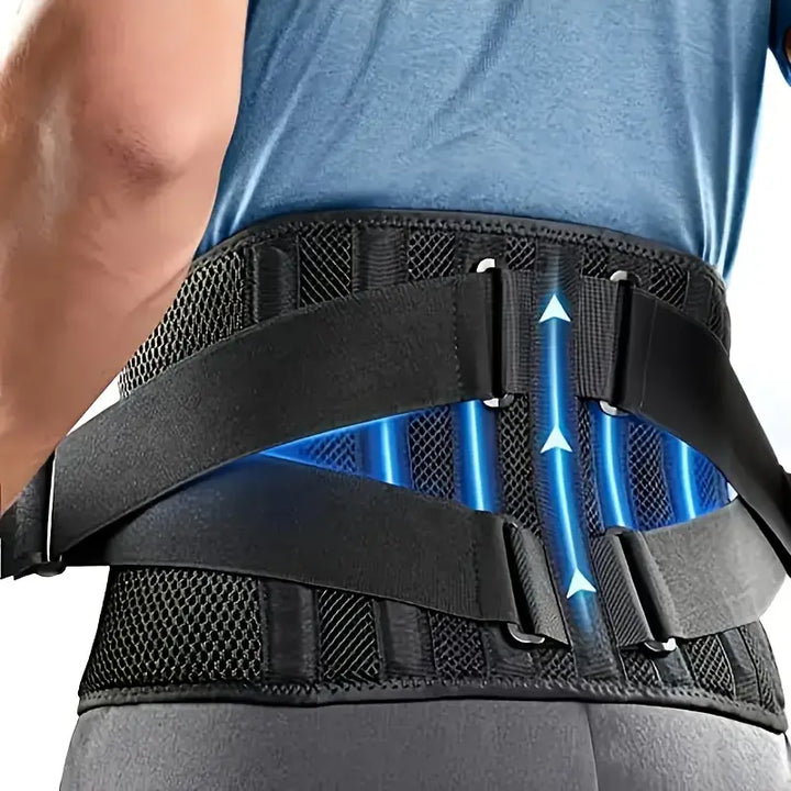 Faja lumbar para deporte. Soporte de espalda ajustable y transpirable para proteger la columna y aliviar dolor.