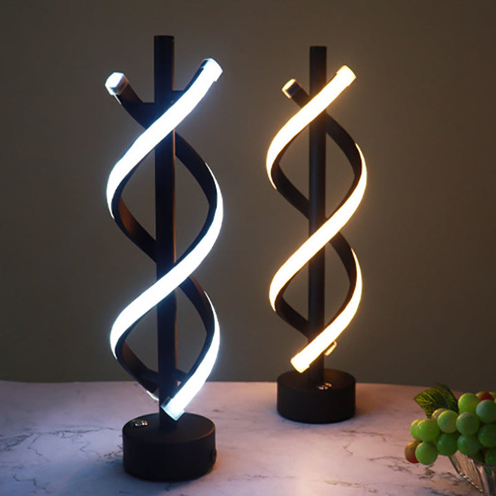 Iluminación decorativa LED con esta lámpara de mesa espiral. Diseño nórdico moderno para oficina o sala.