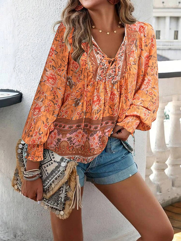 Blusa ligera floral de verano para mujer, estilo casual y elegante, perfecta para el sol.