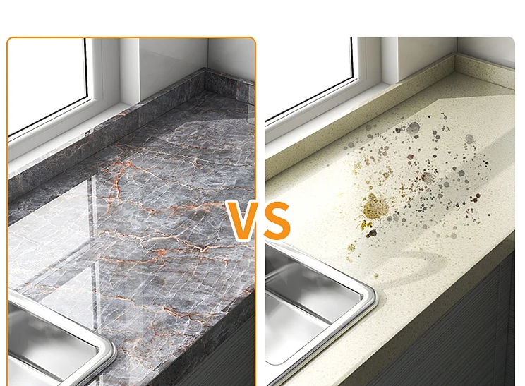 Vinilo protector efecto mármol para el baño, duradero y fácil de limpiar.