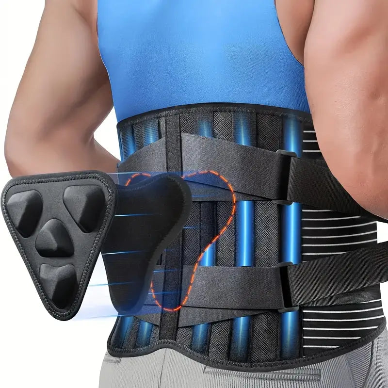 Faja lumbar ortopédica ajustable unisex para alivio del dolor de espalda baja. Soporte transpirable para postura.