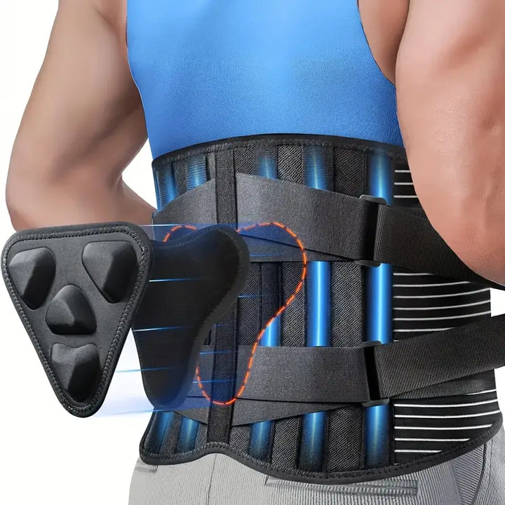 Faja lumbar ortopédica ajustable unisex para alivio del dolor de espalda baja. Soporte transpirable para postura.