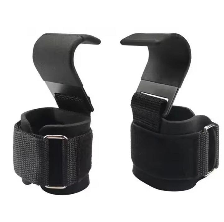 Ganchos de levantamiento PowerHook Pro, versátiles para dominadas, remo y otros ejercicios de fuerza.