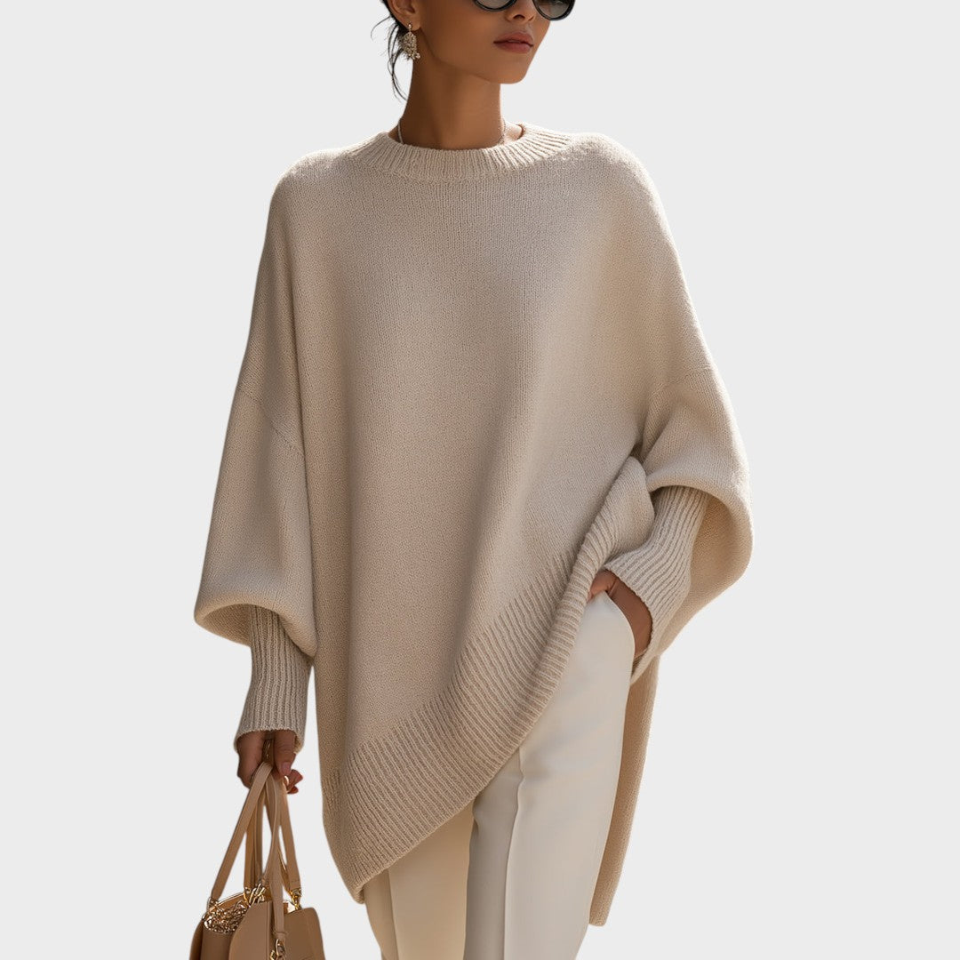 Capa asimétrica oversize de punto para mujer. Ideal entretiempo y tallas grandes.