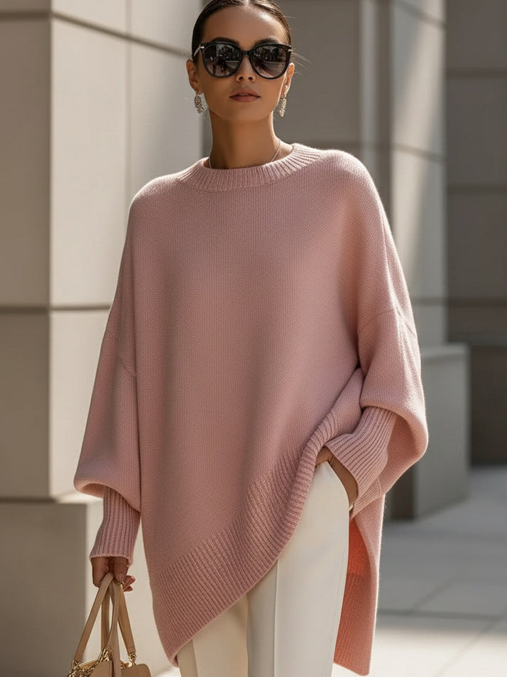 Poncho jersey de algodón oversize para mujer, ideal para un estilo casual y cómodo en invierno.