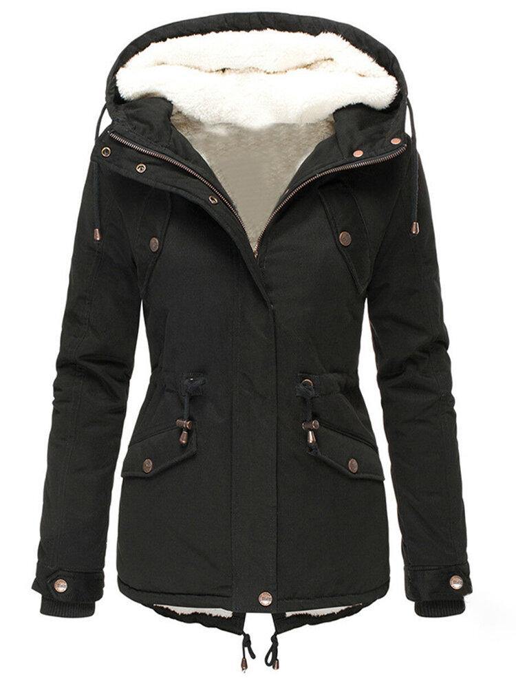 Parka de invierno para mujer, color versátil, cálida y con capucha, perfecta para combinar con cualquier atuendo.