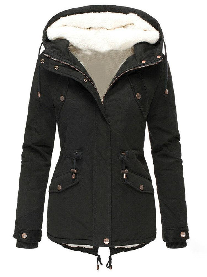 Parka de invierno para mujer, color versátil, cálida y con capucha, perfecta para combinar con cualquier atuendo.