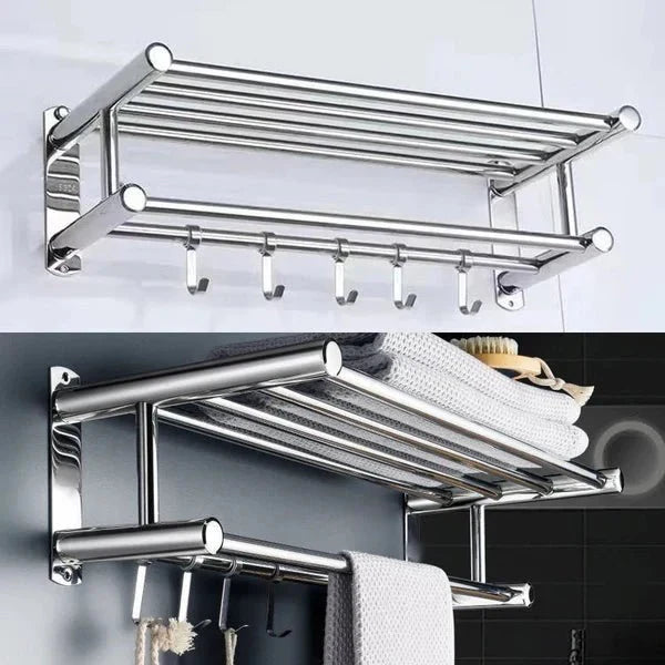 Soporte toalla STEELRACK para varias toallas, acero inoxidable, organizador baño/cocina, montaje pared.