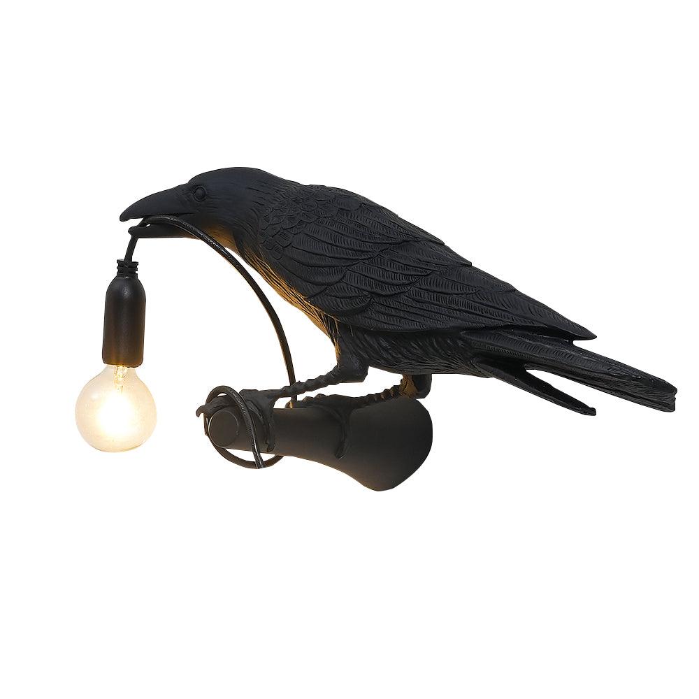 Iluminación interior de fantasía: lámpara de pared con pájaro decorativo de resina.