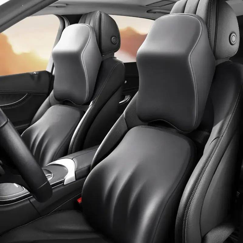 Almohada lumbar ergonómica de espuma viscoelástica para soporte de espalda en asiento de coche, confort en viaje.