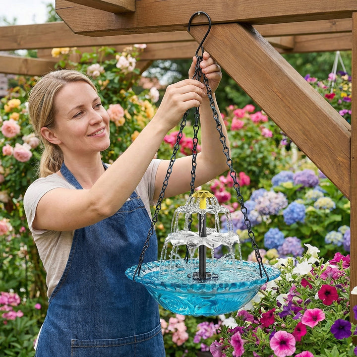 Fuente solar decorativa para jardín y patio, crea un oasis de relajación con su agua y energía ecológica.