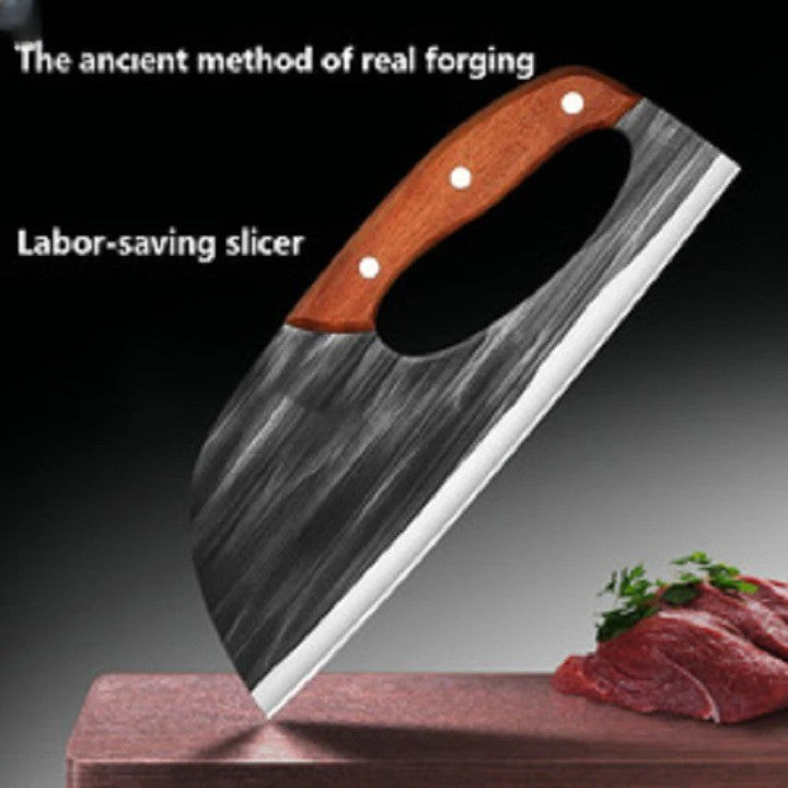 Cuchillo de chef de acero inoxidable forjado de alta calidad para preparación de alimentos, cortar carnes y verduras.