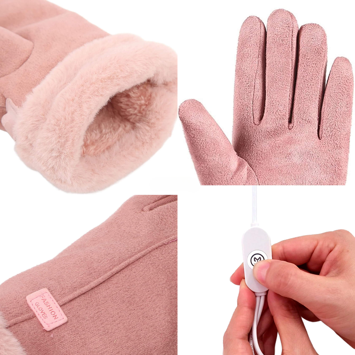 Guantes de mujer calentados, impermeables y táctiles. Máxima protección contra el frío, nieve y viento en invierno. USB.