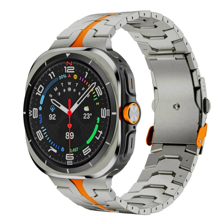 Brazalete metálico de titanio Grado 2 con cierre seguro para smartwatch de 47mm.