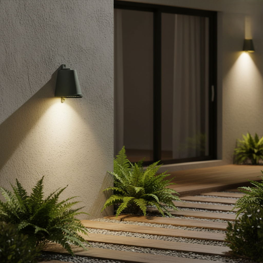 Lámpara de pared LED 3W, campana industrial de aluminio, exterior, IP65 impermeable.