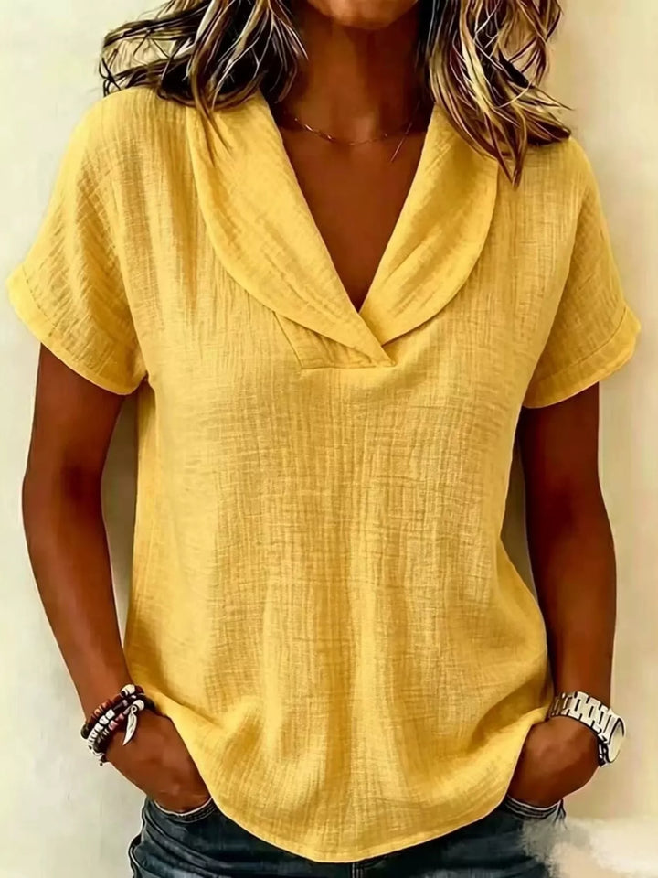 Blusa cómoda y fresca de manga corta, texturizada, para mujer en tallas grandes, ideal para el calor.