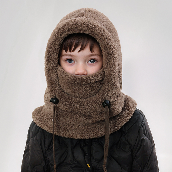 Bufanda gorro polar para niños, calentador ajustable para días de frío extremo.