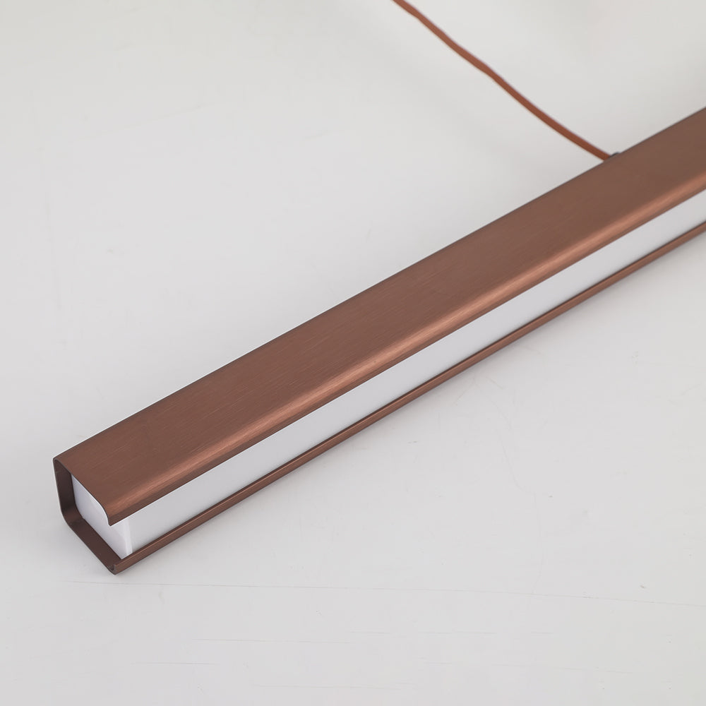 Lámpara colgante LED Nexis regulable, lineal en negro y marrón. Para cocinas modernas.