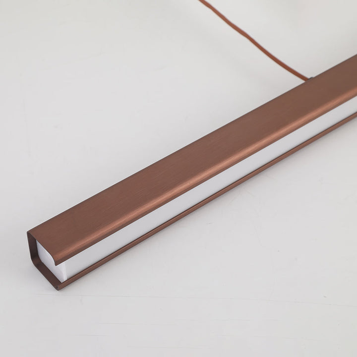 Lámpara colgante LED Nexis regulable, lineal en negro y marrón. Para cocinas modernas.