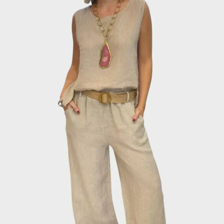 Conjunto bohemio de dos piezas para mujer, estilo casual y fresco para vacaciones de verano.