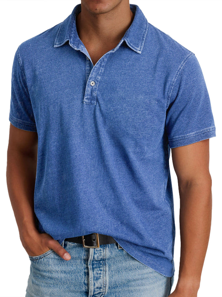 Polo hombre elegante azul marino, estilo clásico. Ideal para moda masculina casual y versátil.