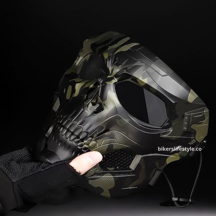 Máscara de cráneo fantasma para airsoft. Protección facial extrema y diseño táctico militar unisex.